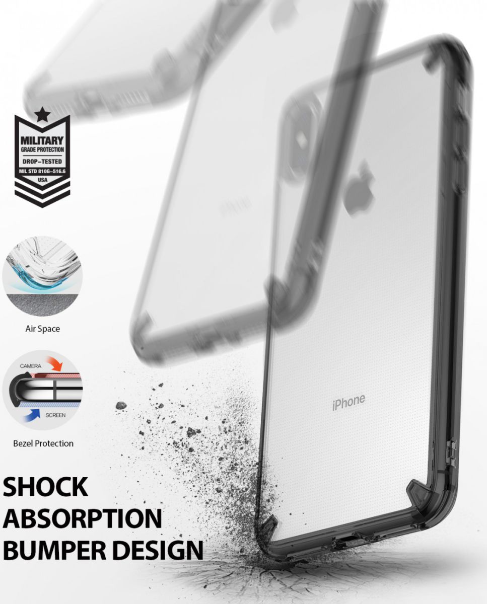 Ringke Fusion Kit Apple iPhone XS Max Transparant Hoesje Smoke Black afbeelding 2