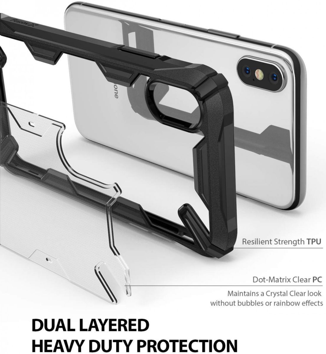 Ringke Fusion X Apple iPhone XS Hoesje Doorzichtig Zwart afbeelding 2