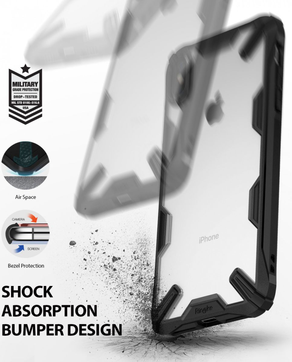 Ringke Fusion X Apple iPhone XS Max Hoesje Doorzichtig Zwart afbeelding 2