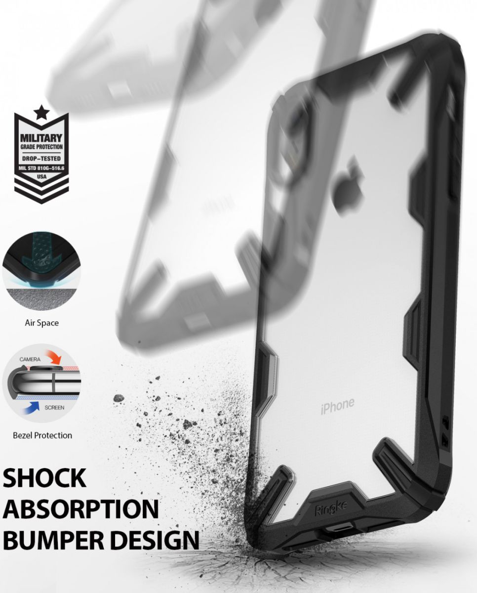 Ringke Fusion X Apple iPhone XR Hoesje Doorzichtig Zwart afbeelding 2