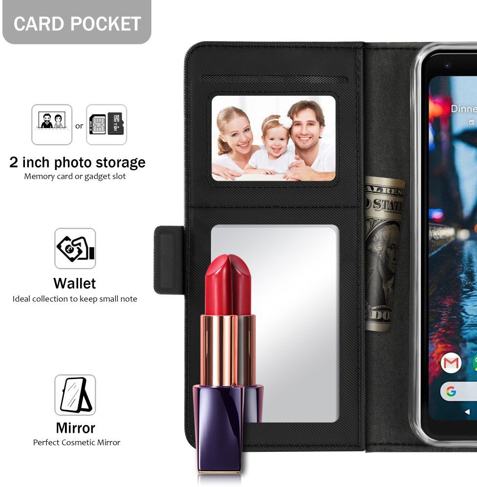 Google Pixel 3 Book Cover met Spiegel Zwart afbeelding 2