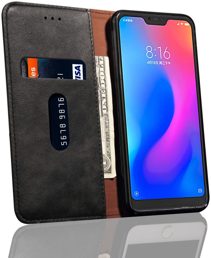 Xiaomi Mi A2 Lite Retro Portemonnee Hoesje Zwart afbeelding 1