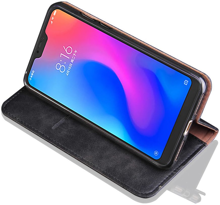 Xiaomi Mi A2 Lite Retro Portemonnee Hoesje Zwart afbeelding 3