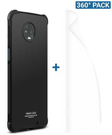 IMAK Motorola Moto Z3 Play Hoesje TPU met Screenprotector Metaal Zwart Hoesjes