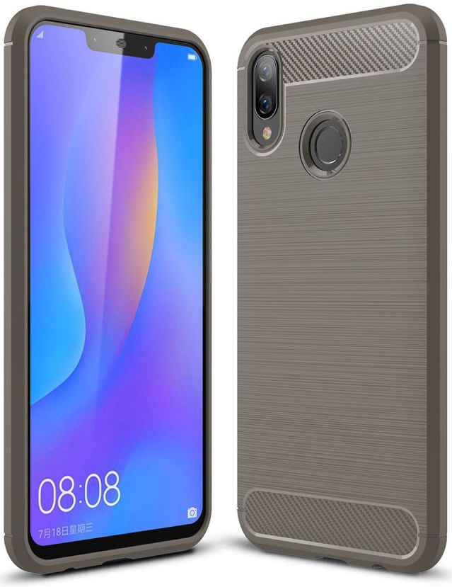 Huawei P Smart Plus Geborsteld TPU Hoesje Grijs afbeelding 1