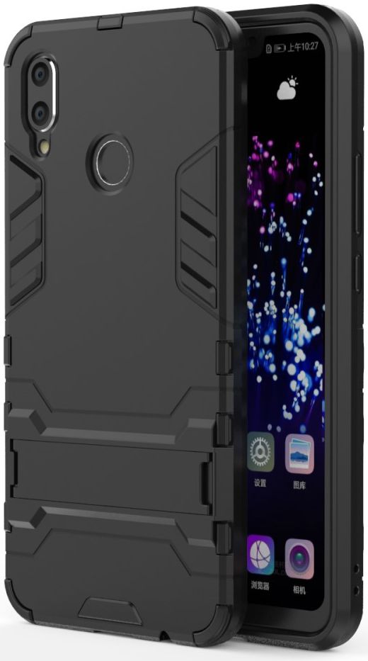 Huawei P Smart+ Hybride Stand Hoesje Zwart afbeelding 1