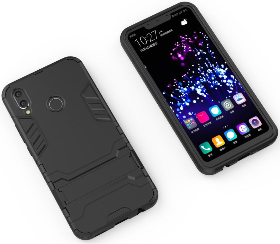 Huawei P Smart+ Hybride Stand Hoesje Zwart afbeelding 3