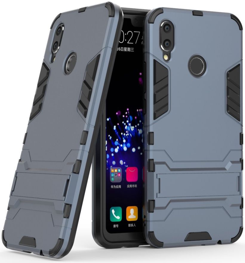 Huawei P Smart+ Hybride Stand Hoesje Blauw afbeelding 5