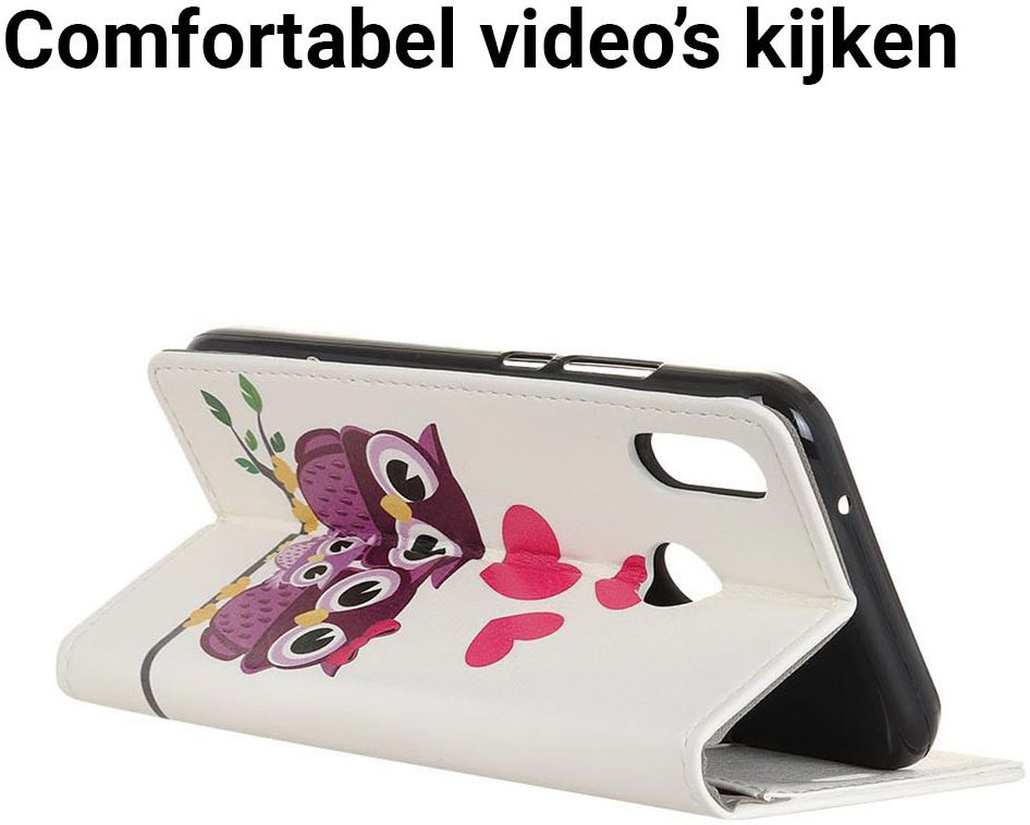Huawei P Smart Plus Portemonnee Hoesje me Uilen Print afbeelding 3