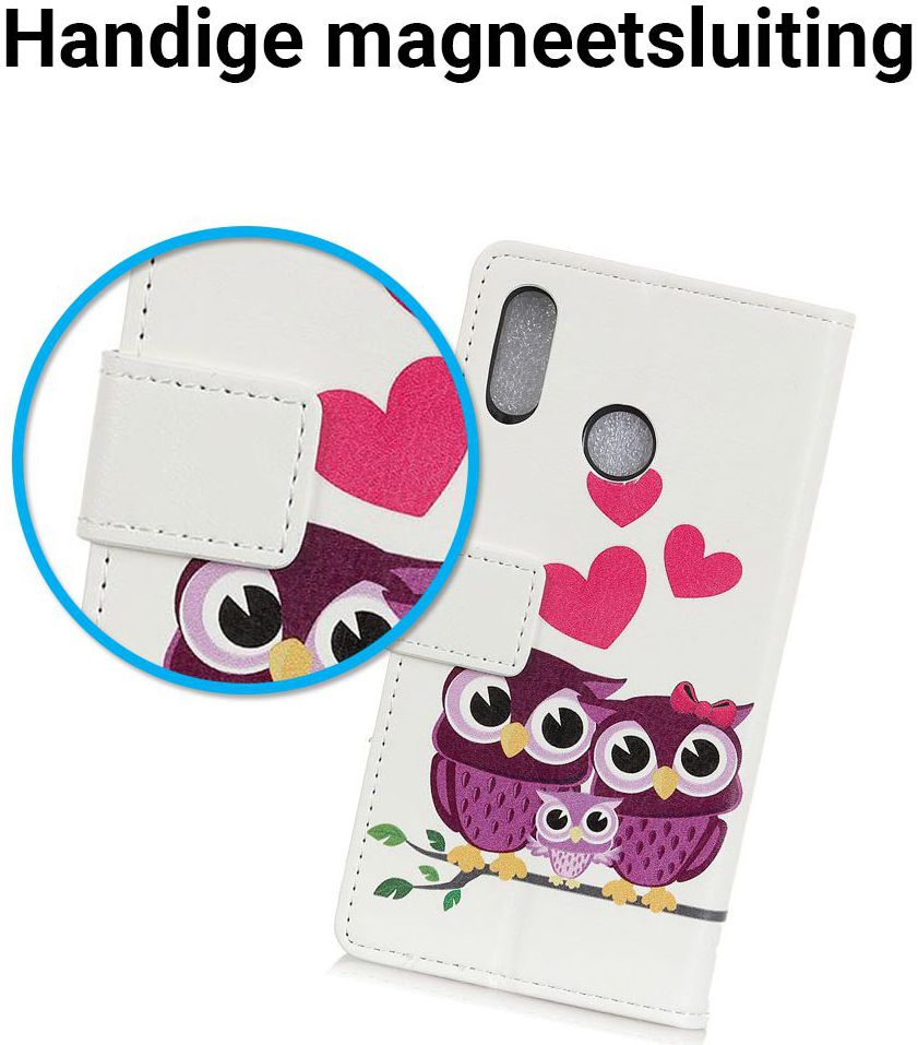 Huawei P Smart Plus Portemonnee Hoesje me Uilen Print afbeelding 4