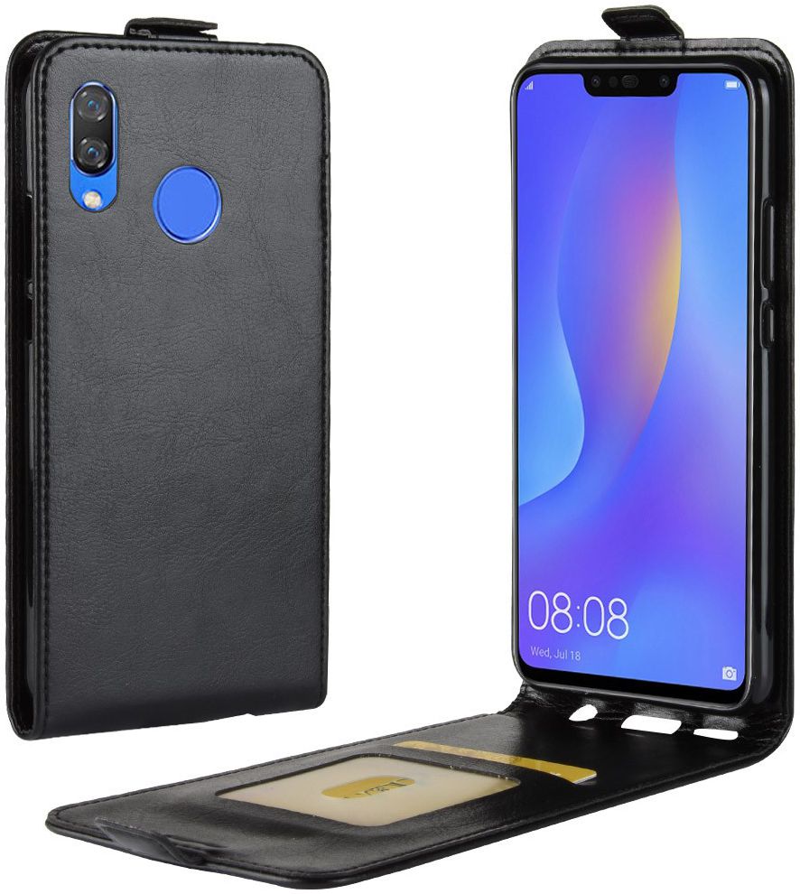 Verticaal Huawei P Smart Plus Flip Hoesje Zwart afbeelding 1