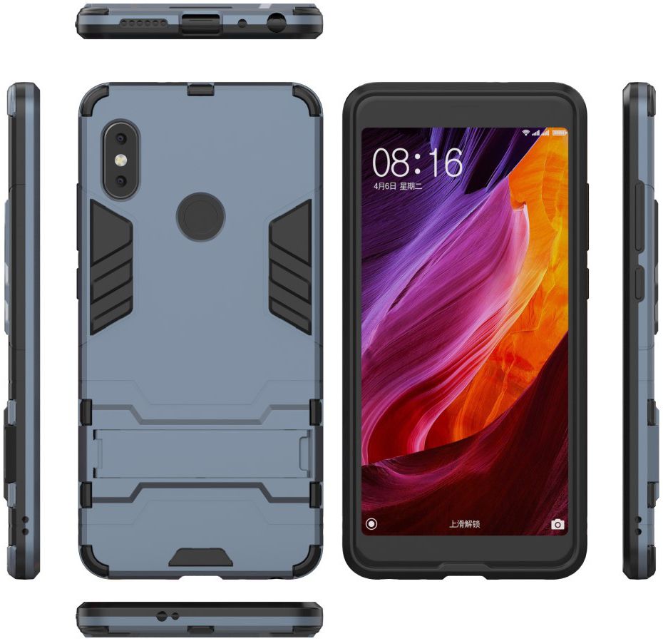 Xiaomi Redmi Note 5 Hybride Hoesje met Standaard Blauw afbeelding 3