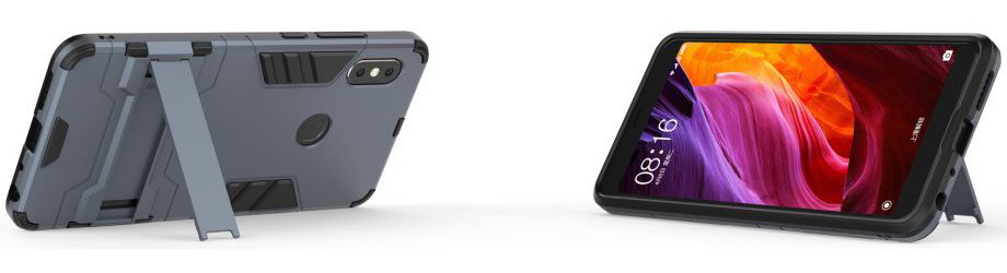 Xiaomi Redmi Note 5 Hybride Hoesje met Standaard Blauw afbeelding 4