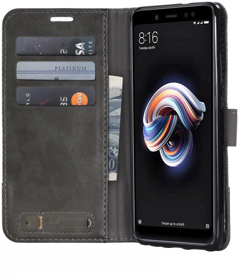 Xiaomi Redmi Note 5 Stijlvol Portemonnee Hoesje Grijs afbeelding 1