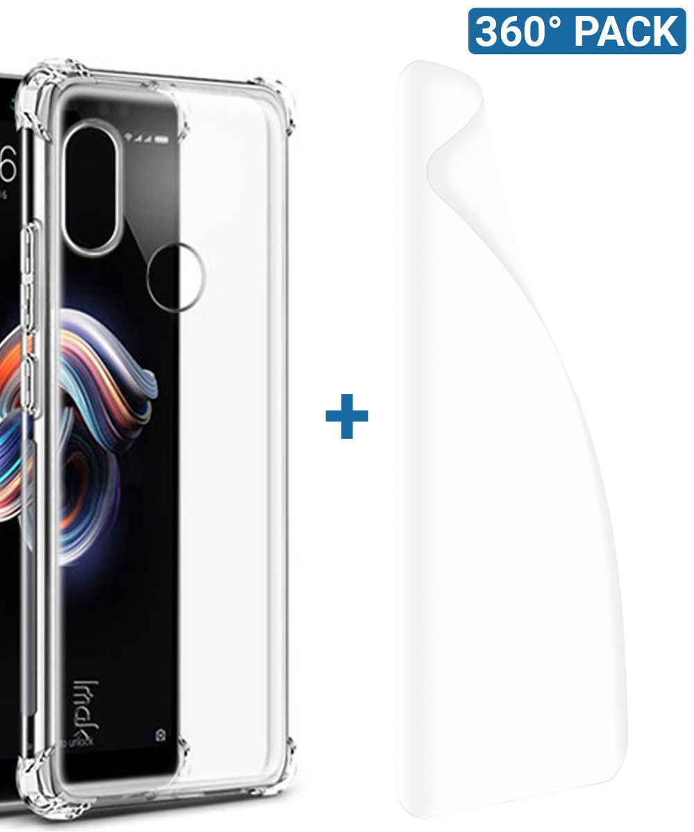 IMAK Xiaomi Redmi Note 5 Hoesje TPU met Screenprotector Transparant afbeelding 1