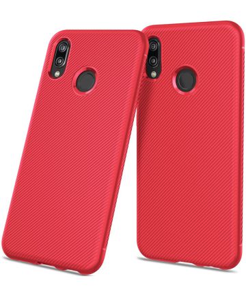 Huawei P20 Lite Twill Slim Texture Back Cover Rood Hoesjes