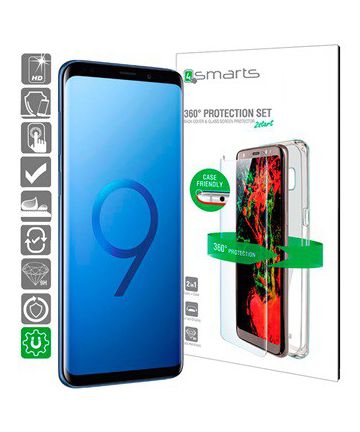 4smarts Tempered Glass + TPU Hoesje Samsung Galaxy S9 Plus Transparant Hoesjes