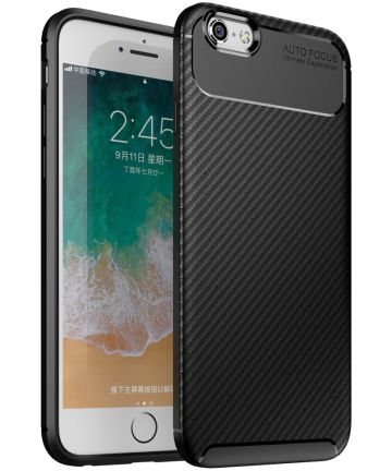 Apple iPhone 6(S) Siliconen Carbon Hoesje Zwart Hoesjes