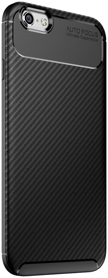 Apple iPhone 6(S) Siliconen Carbon Hoesje Zwart afbeelding 2