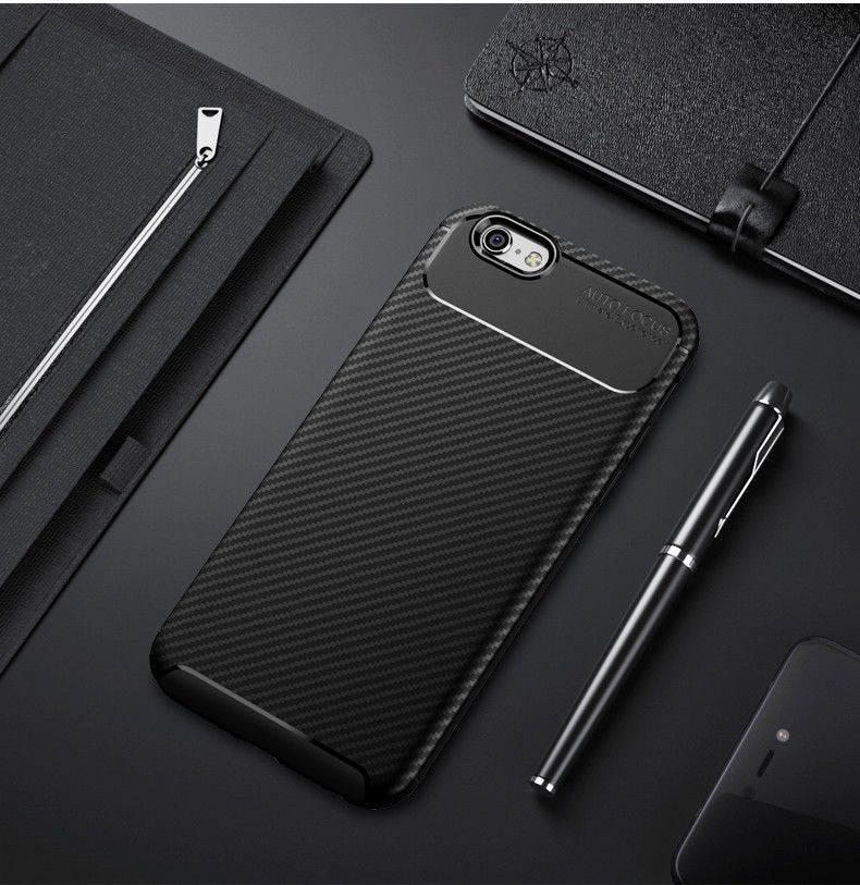 Apple iPhone 6(S) Siliconen Carbon Hoesje Zwart afbeelding 5