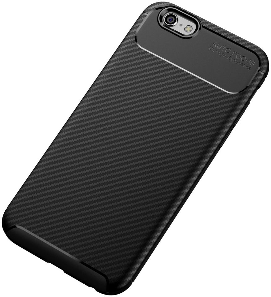 Apple iPhone 6(S) Siliconen Carbon Hoesje Zwart afbeelding 6