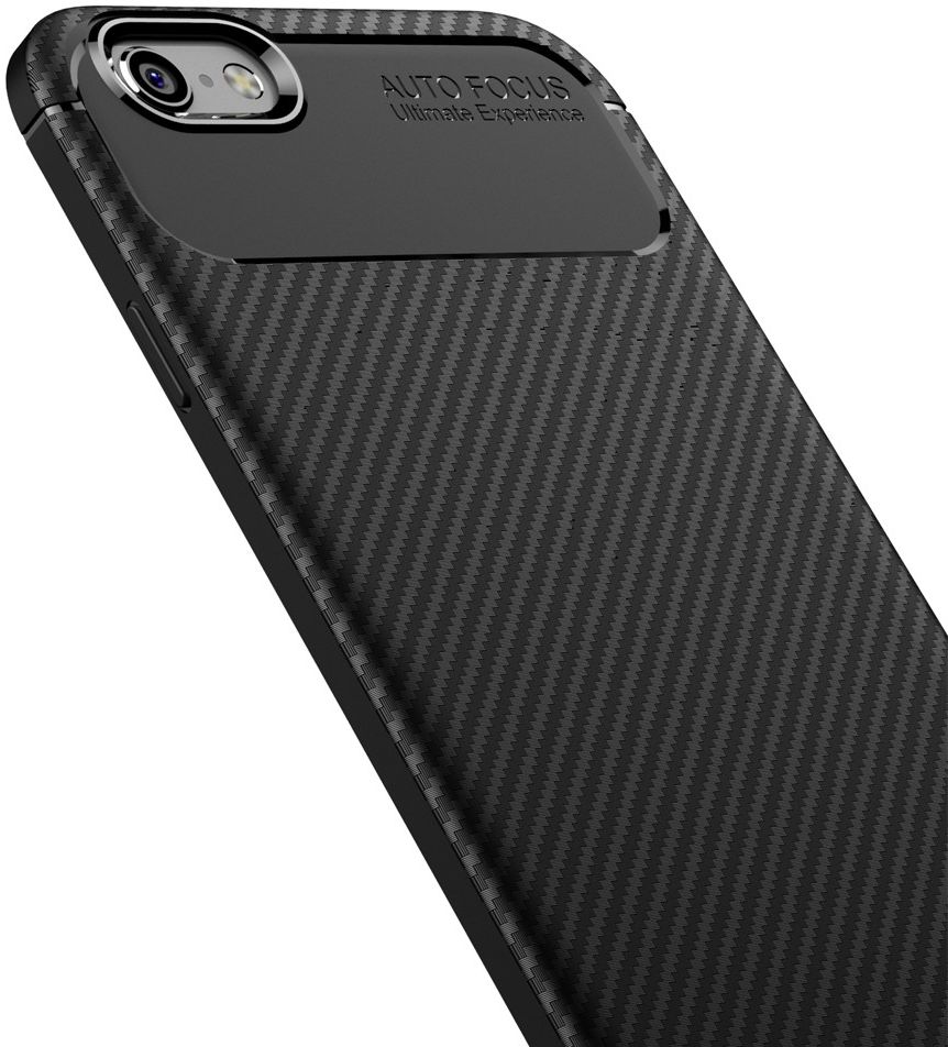 Apple iPhone 6(S) Siliconen Carbon Hoesje Zwart afbeelding 9