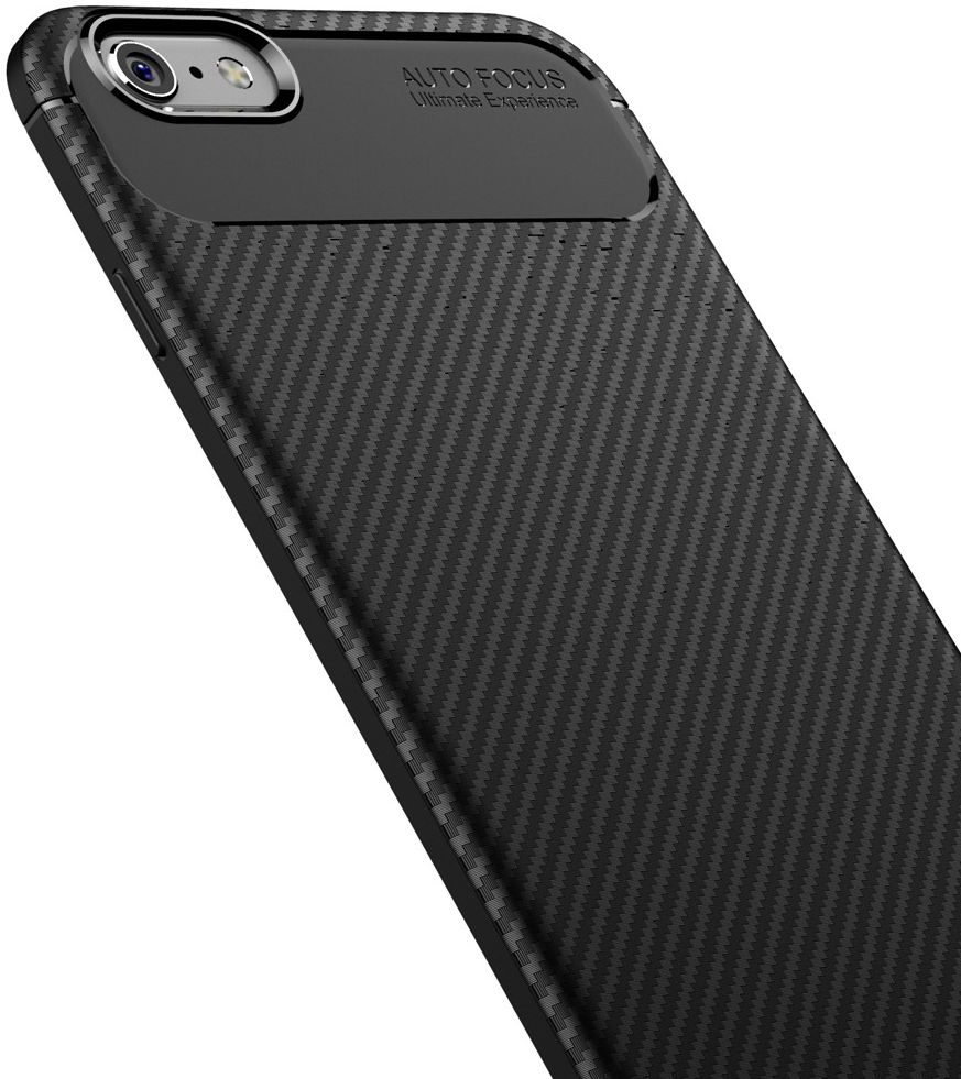 Apple iPhone 6(S) Plus Siliconen Carbon Hoesje Zwart afbeelding 11