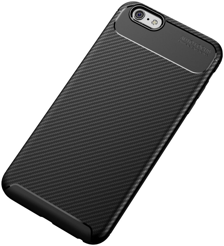 Apple iPhone 6(S) Plus Siliconen Carbon Hoesje Zwart afbeelding 2