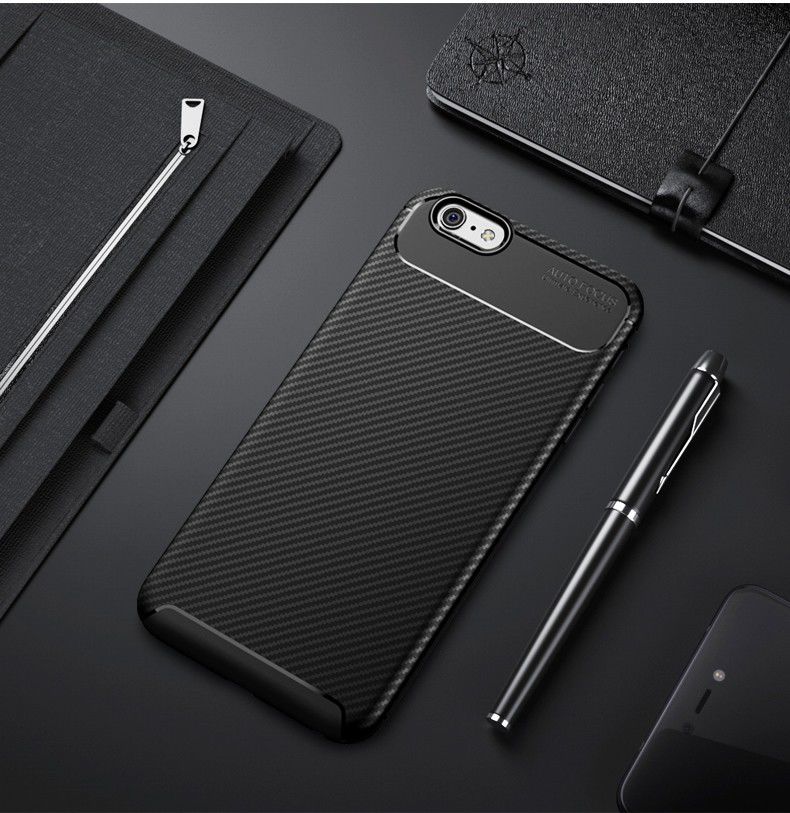 Apple iPhone 6(S) Plus Siliconen Carbon Hoesje Zwart afbeelding 6