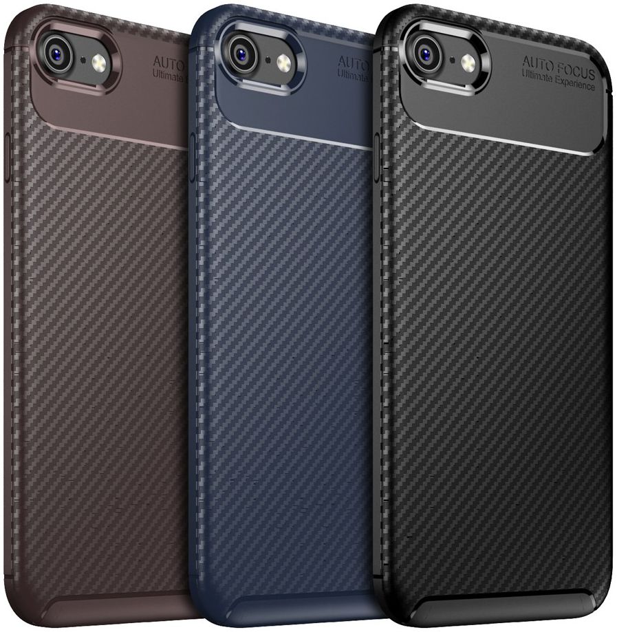 Apple iPhone 7 / 8 Siliconen Carbon Hoesje Zwart afbeelding 12