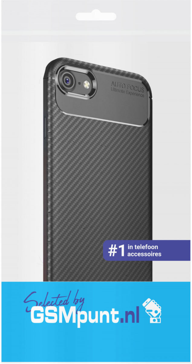 Apple iPhone 7 / 8 Siliconen Carbon Hoesje Zwart afbeelding 2