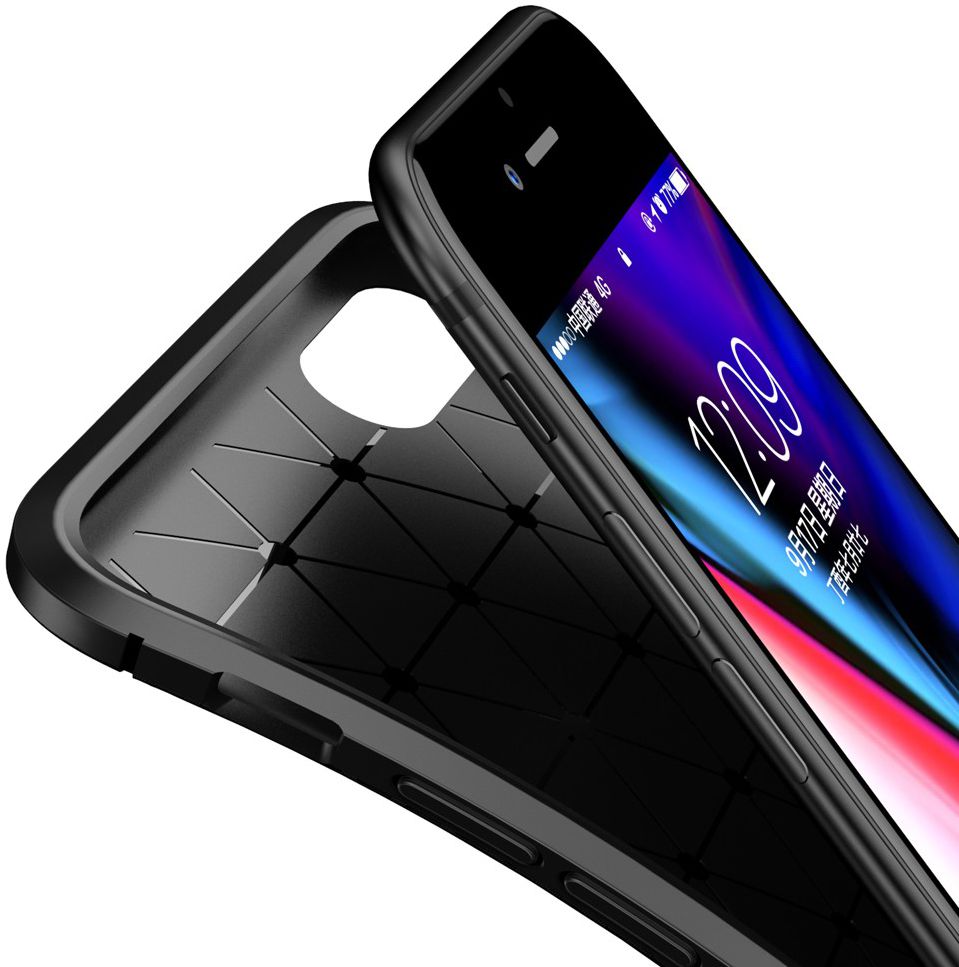 Apple iPhone 7 / 8 Siliconen Carbon Hoesje Zwart afbeelding 6