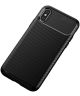 Apple iPhone XS / X Siliconen Carbon Hoesje Zwart