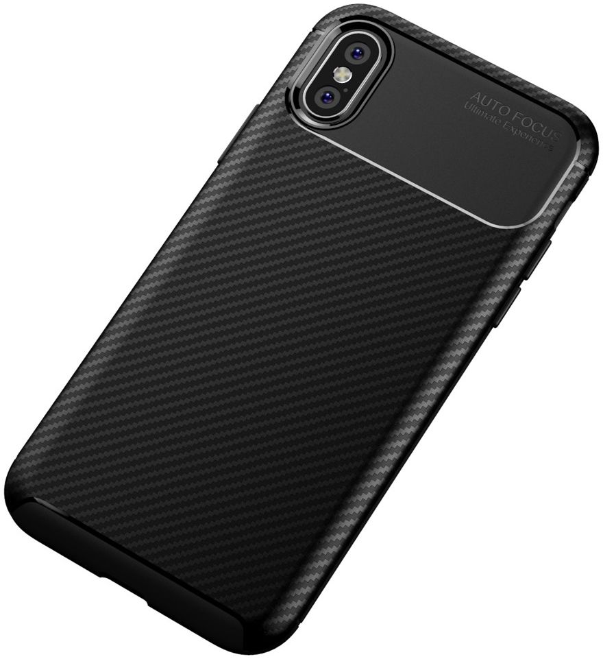 Apple iPhone XS / X Siliconen Carbon Hoesje Zwart afbeelding 4