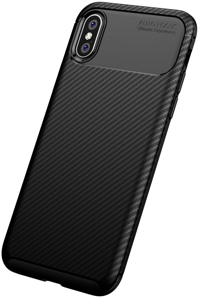 Apple iPhone XS / X Siliconen Carbon Hoesje Zwart afbeelding 7