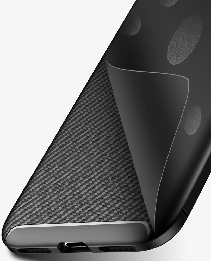Apple iPhone XS / X Siliconen Carbon Hoesje Zwart afbeelding 9