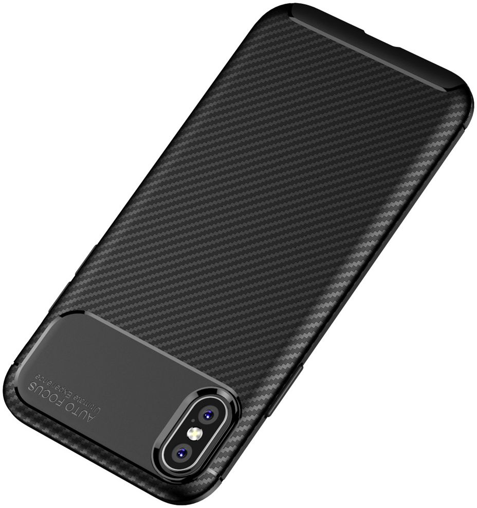 Apple iPhone XS / X Siliconen Carbon Hoesje Zwart afbeelding 10