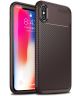 Apple iPhone XS / X Siliconen Carbon Hoesje Brons