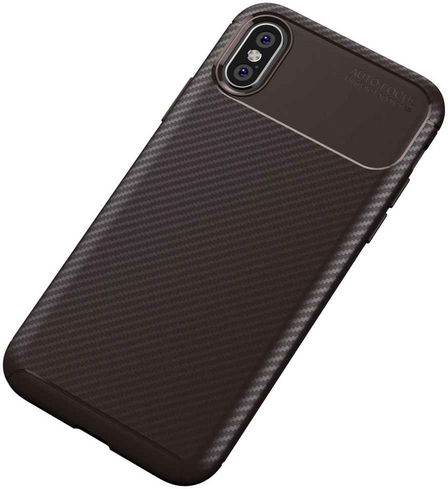 Apple iPhone XS / X Siliconen Carbon Hoesje Brons afbeelding 2