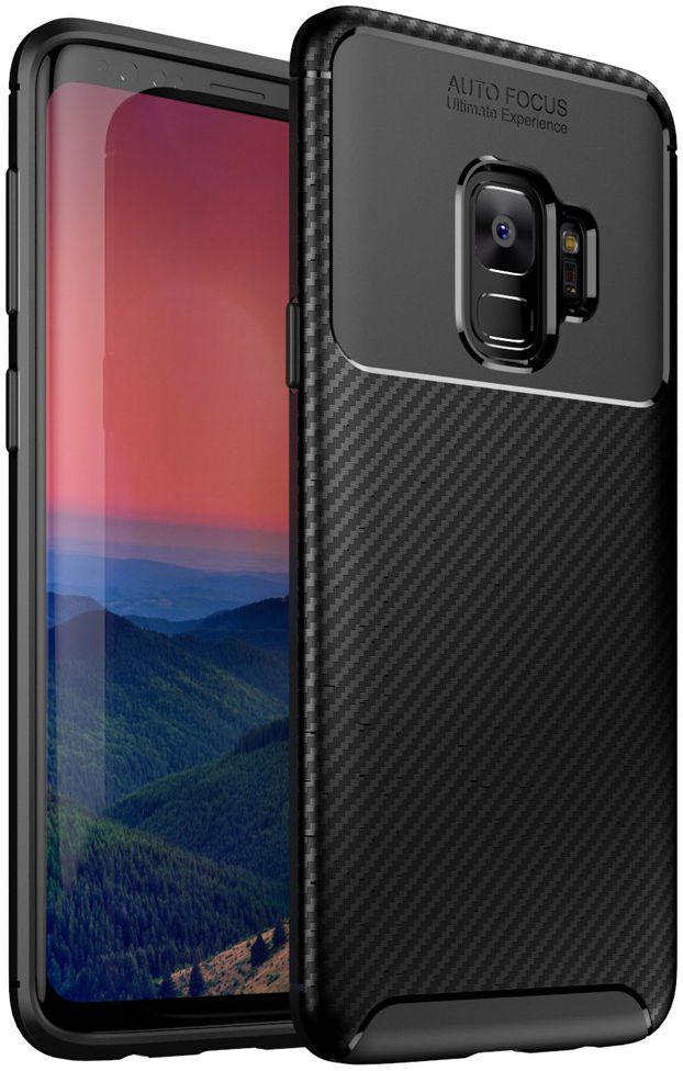 Samsung Galaxy S9 Siliconen Carbon Hoesje Zwart afbeelding 1