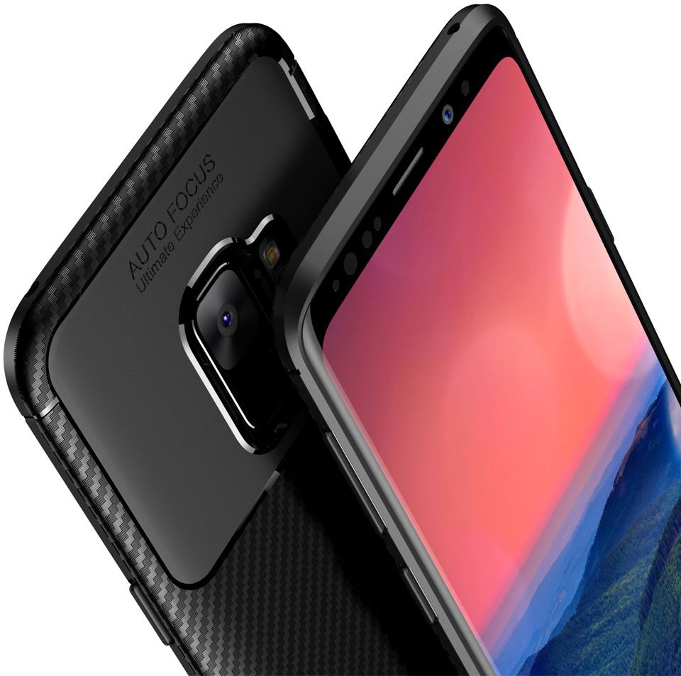 Samsung Galaxy S9 Siliconen Carbon Hoesje Zwart afbeelding 5
