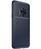 Samsung Galaxy S9 Siliconen Carbon Hoesje Blauw