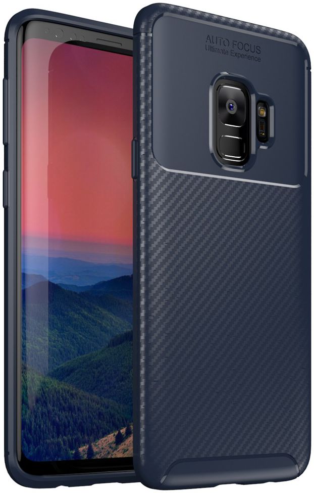 Samsung Galaxy S9 Siliconen Carbon Hoesje Blauw afbeelding 1