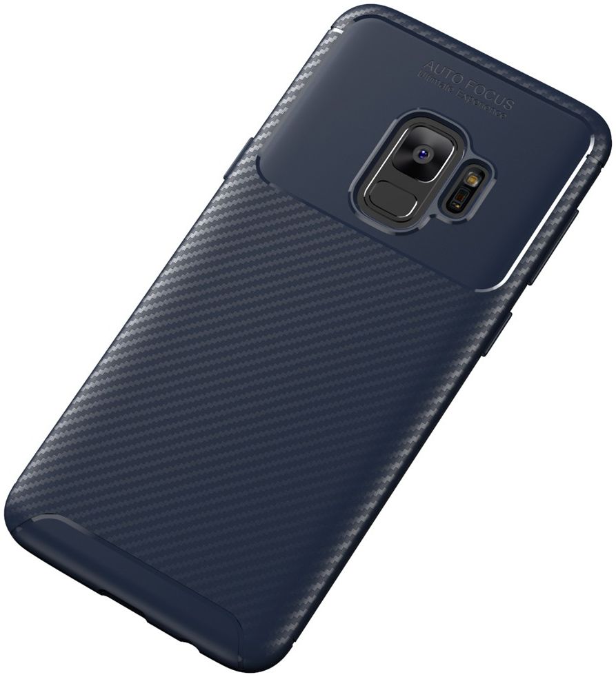 Samsung Galaxy S9 Siliconen Carbon Hoesje Blauw afbeelding 4