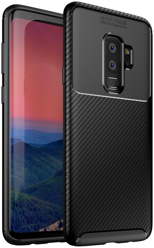 Samsung Galaxy S9 Plus Siliconen Carbon Hoesje Zwart afbeelding 1