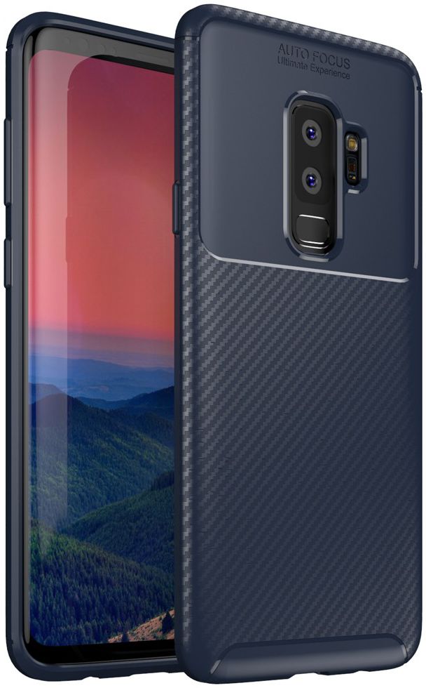 Samsung Galaxy S9 Plus Siliconen Carbon Hoesje Blauw afbeelding 1