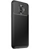 Samsung Galaxy A6 Siliconen Carbon Hoesje Zwart