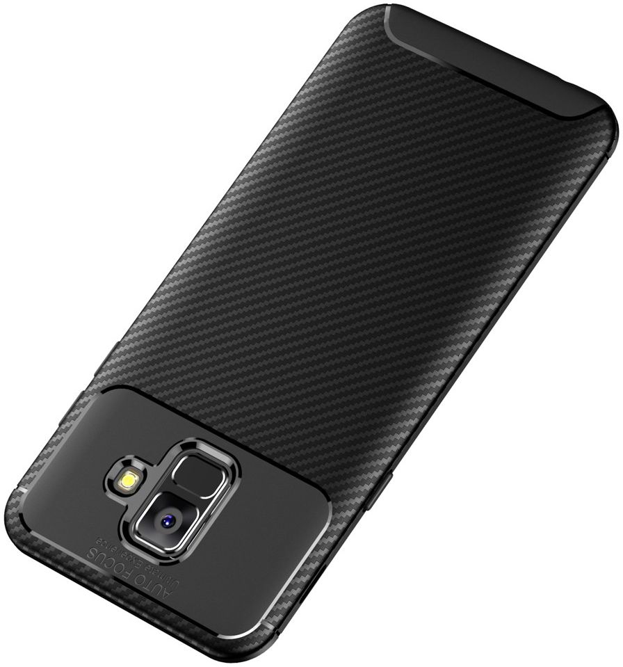 Samsung Galaxy A6 Siliconen Carbon Hoesje Zwart afbeelding 11