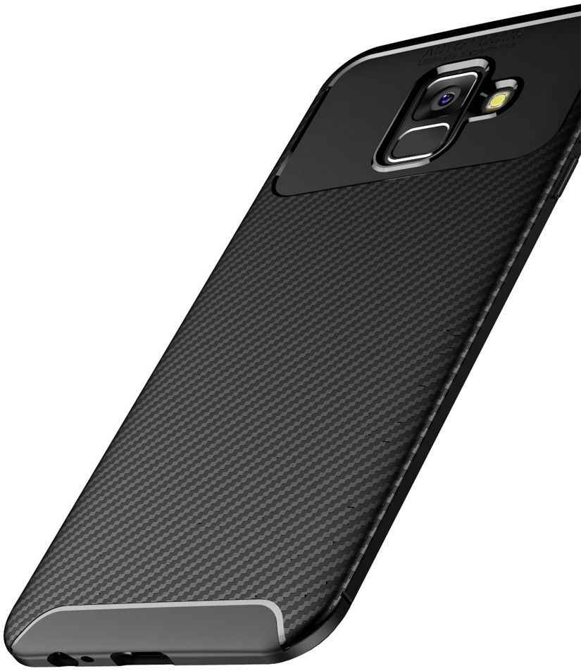 Samsung Galaxy A6 Siliconen Carbon Hoesje Zwart afbeelding 12
