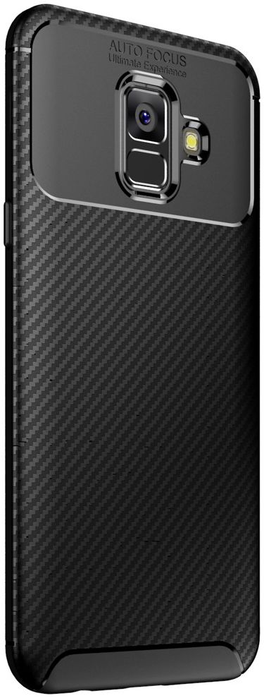 Samsung Galaxy A6 Siliconen Carbon Hoesje Zwart afbeelding 2